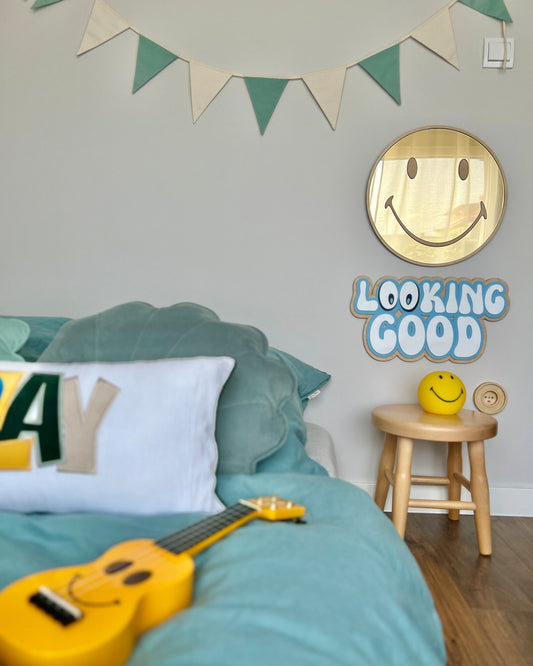 SPIEGEL | SMILEY | 40X40CM | GOUD